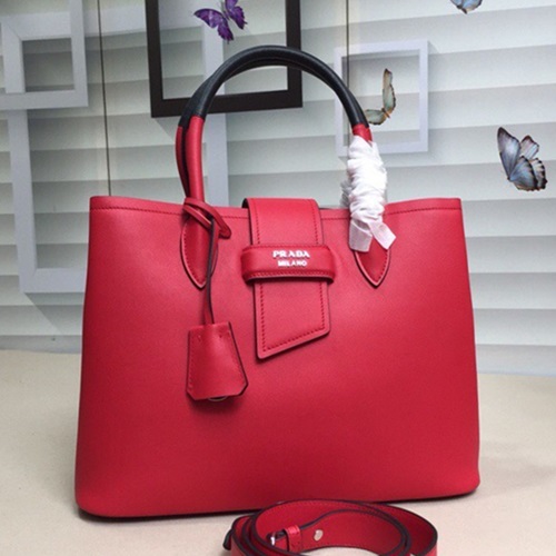 PRADA 프라다 2020 여성용 레더 토트 숄더백 ,1BG148-6,33cm,레드