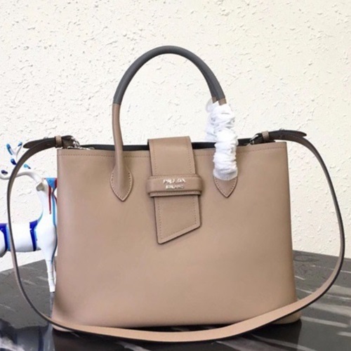 PRADA 프라다 2020 여성용 레더 토트 숄더백 ,1BG148-5,33cm,다크베이지