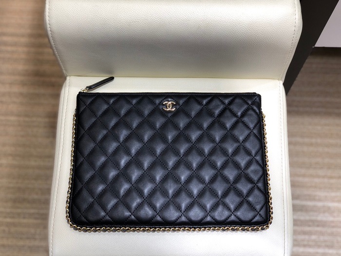 CHANEL 샤넬 2020 레더 클러치백,CHAB1237,28CM,블랙