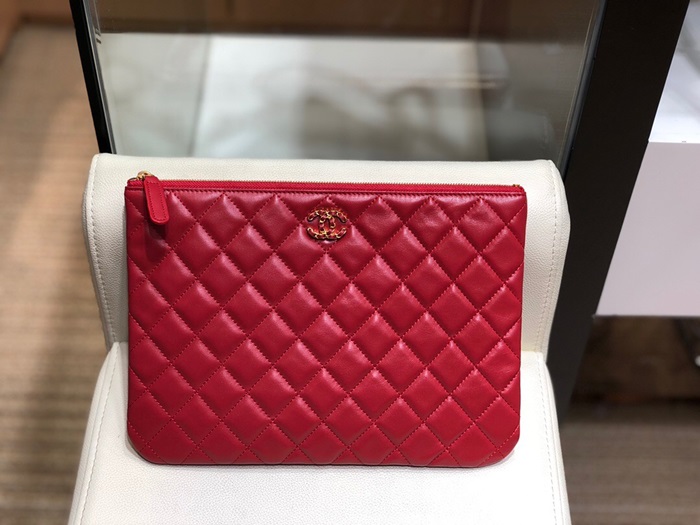 CHANEL 샤넬 2020 레더 클러치백,CHAB1239,28CM,레드