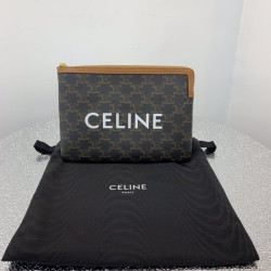 CELINE 셀린느 2020 트리옹페 캔버스 클러치백,CELB0003,24CM,브라운