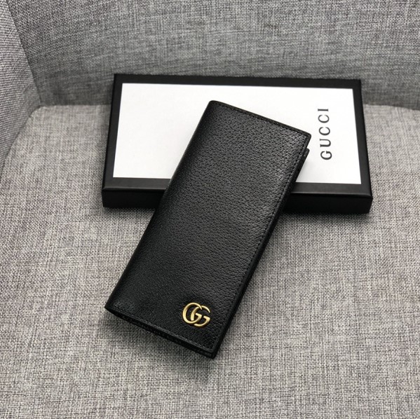 GUCCI 구찌 남성용 클래식 반,장지갑 금장블랙