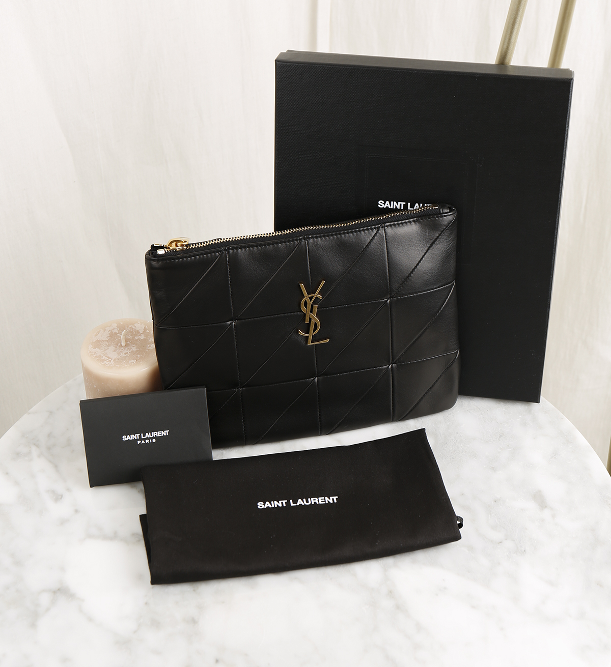 SAINT LAURENT 입생로랑 제이미 금장 로고 미니 클러치백