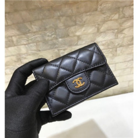 CHANEL 샤넬 램스킨 금장 지갑 C84401