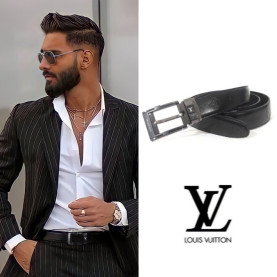 LOUIS VUITTON 루이비통 블랙스틸핀 벨