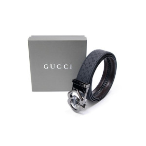 GUCCI 구찌 더블링 구찌로고 GG자가드 레더 오토 벨트