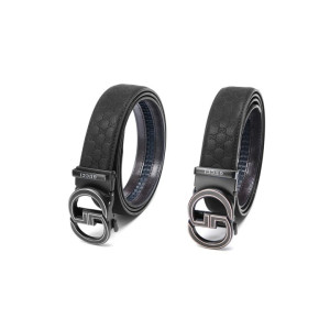 GUCCI 구찌 매트블랙 GG라인로고 자가드레더 오토벨트