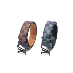 LOUIS VUITTON 루이비통  LV 매트블랙 버클 다미애 자가드 벨트[남녀공용]