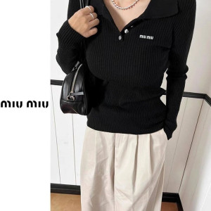 ●11월 판매 14위● MIUMIU 미우미우 버튼카라 골지니트 3COLOR