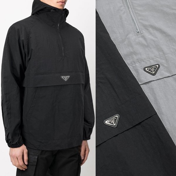 PRADA 프라다 플레이트 후드아노락