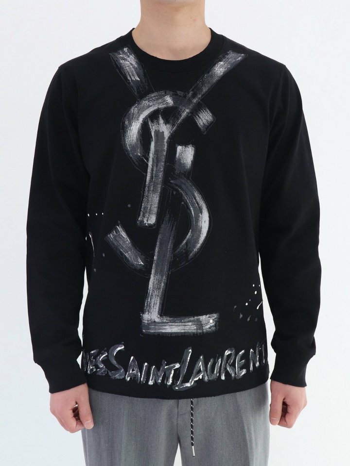SAINT LAURENT 생로랑 로고 핸드페인팅 맨투맨