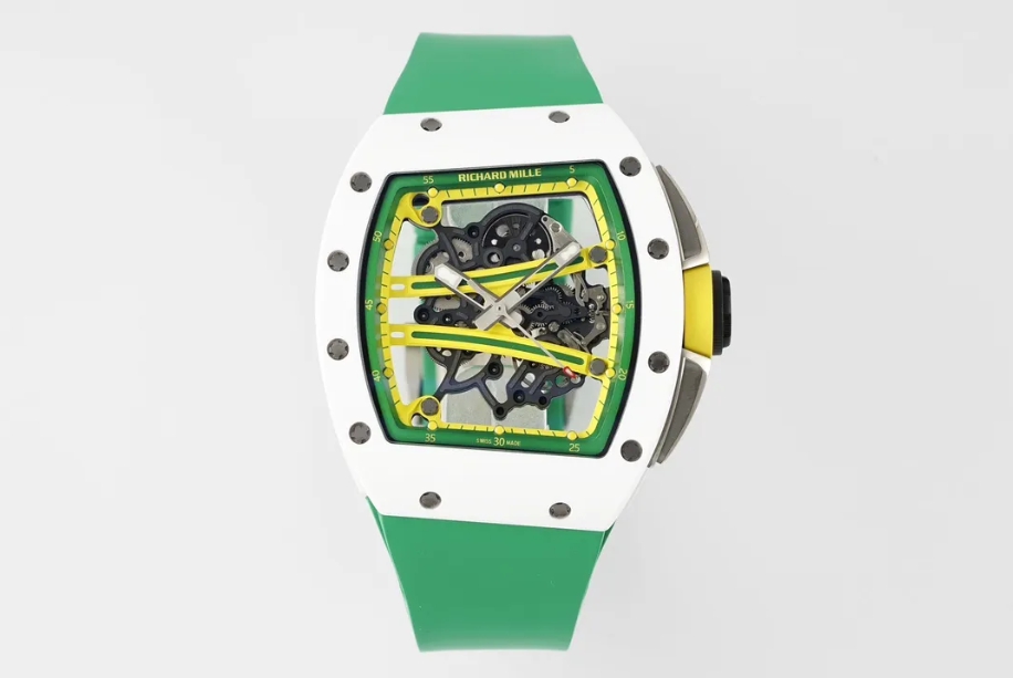 RICHARD MILLE 리차드밀 RM61-01 화이트 세라믹 1:1 베스트 에디션 그린 러버 스트랩 RMUL2