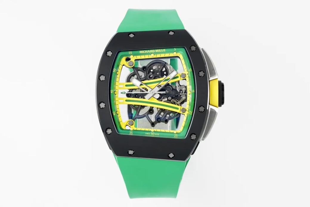 RICHARD MILLE 리차드밀 RM61-01 블랙 세라믹 1:1 베스트 에디션 그린 러버 스트랩 RMUL2