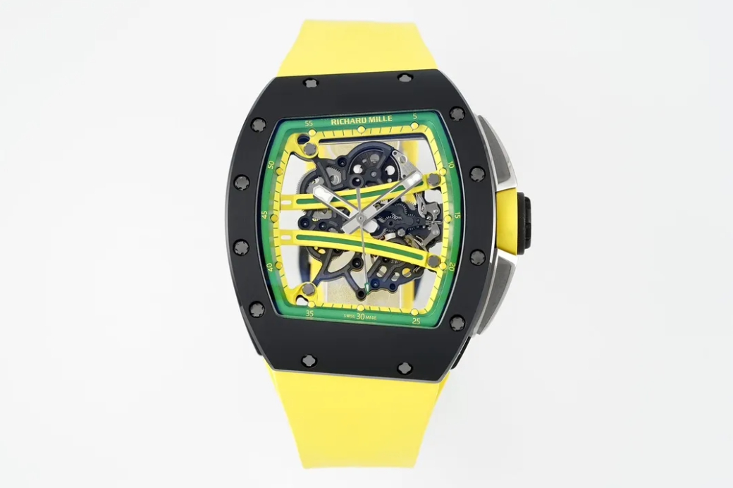 RICHARD MILLE 리차드밀 RM61-01 블랙 세라믹 1:1 베스트 에디션 옐로우 러버 스트랩 RMUL2