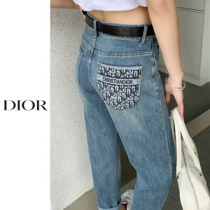 DIOR 디올 주머니 자수 청 배기 바지