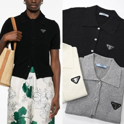 ●9월 판매 3위● PRADA 프라다 카라 반팔가디건