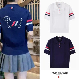 THOM BROWNE 톰브라운 백도그자수 카라 니트