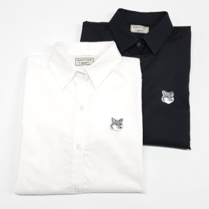 MAISON KITSUNE 메종키츠네 그레이 폭스헤드 솔리드 셔츠