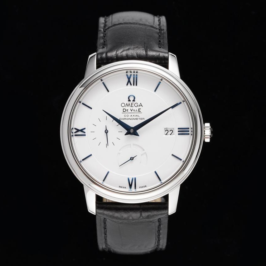 OMEGA 오메가 드빌 화이트 다이얼 드레스 워치 가죽 스트랩 424.53.40.21.04.001