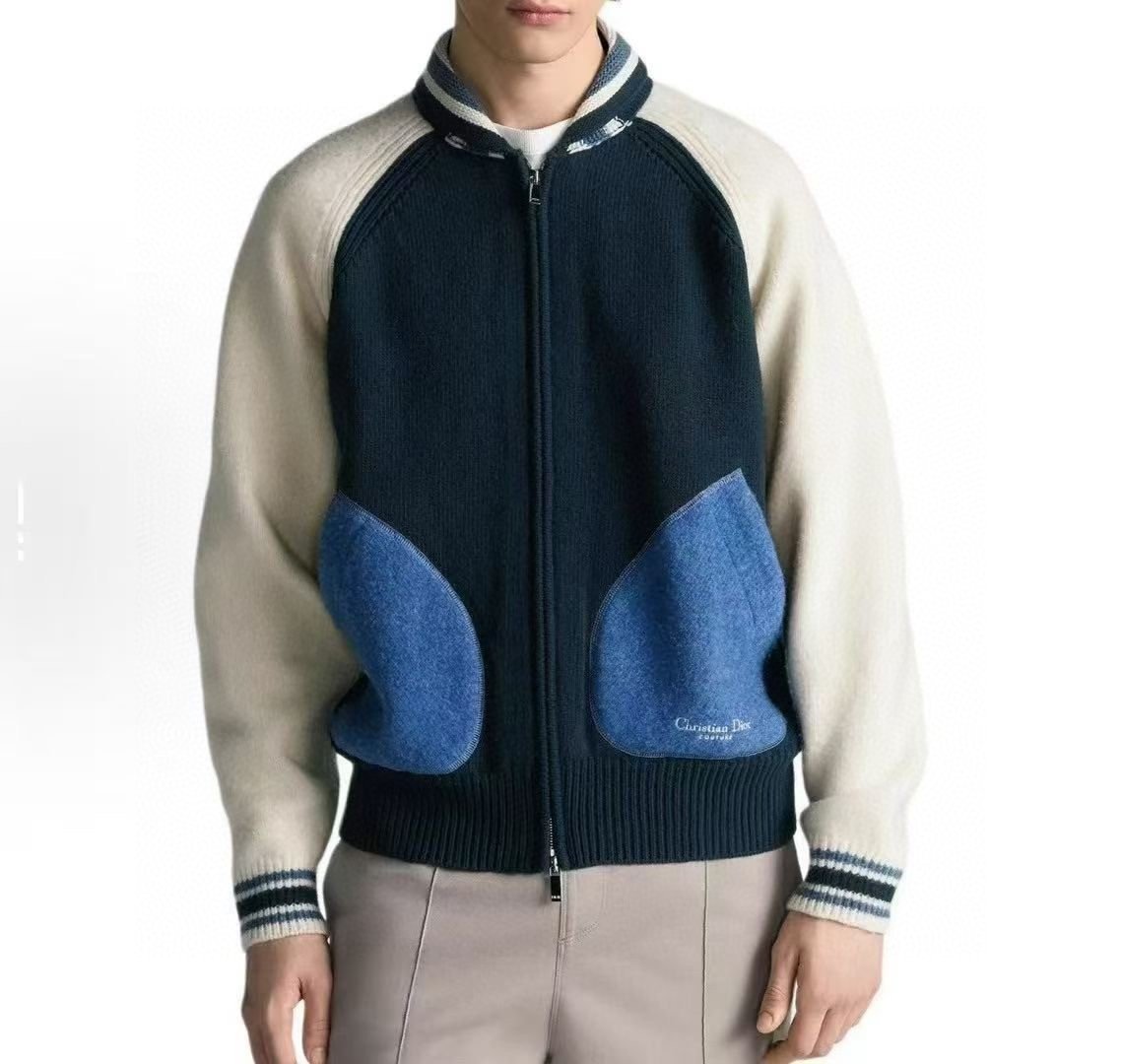 DIOR 디올 은방울꽃 바시티 니트 집업