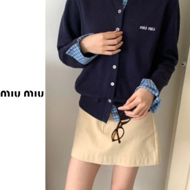 MIUMIU 미우미우 체크 레이어드 니트 2COLOR