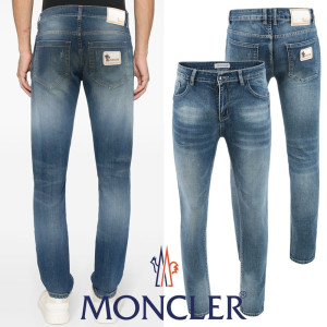 MONCLER 몽클레어  화이트 노블스틸 패치 워싱 슬림진