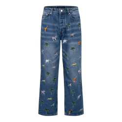 LOUIS VUITTON 루이비통 사파리 테마 자수 데님 팬츠