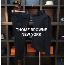 THOM BROWNE 톰브라운 모던 가죽 패치 스판 터틀넥 셋트