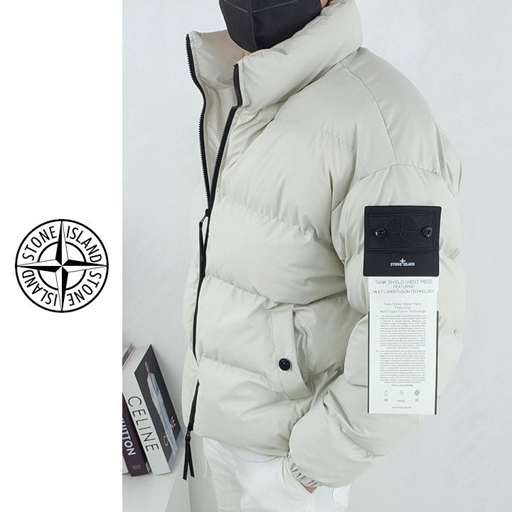 STONE ISLAND 스톤아일랜드 가먼트 레더 패딩 자켓