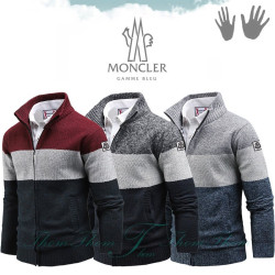 MONCLER 몽클레어 감마블루 그레이 니트 기모 집업