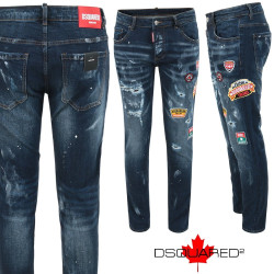 DSQUARED2 디스퀘어드2 멀티 패치 워싱 슬림 일자진