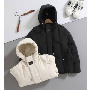 DOLCE&GABBANA 돌체앤가바나 실버 사각패치 덕다운 후드 패딩 자켓