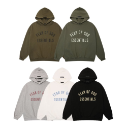 FEAR OF GOD 피어오브갓 에센셜 843 프론트 로고 플리스 후드