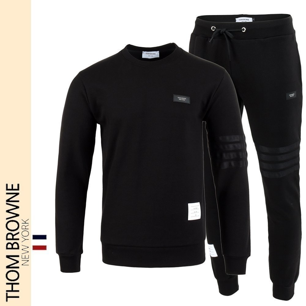  THOM BROWNE 톰브라운 블랙 4바 맨투맨 셋업