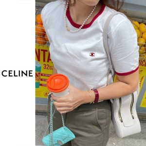 CELINE 셀린느 레드 라인 배색 티셔츠