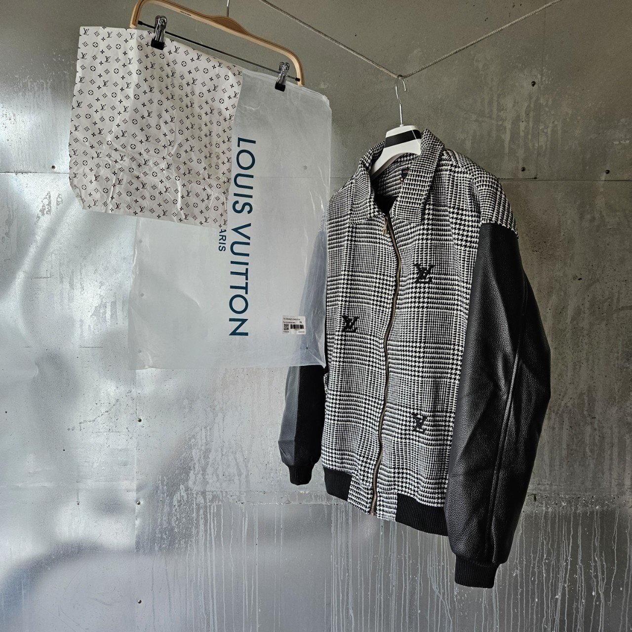 LOUIS VUITTON 루이비통 믹스드 레더 앤드 울 블루종