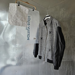 LOUIS VUITTON 루이비통 믹스드 레더 앤드 울 블루종