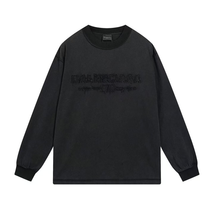 BALENCIAGA 발렌시아가 3289 디스트레스드 로고 구제 워싱 롱 슬리브