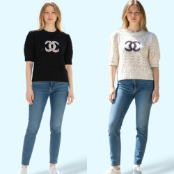 ●3월 판매 3위● CHANEL 샤넬 빅로고 반팔 니트