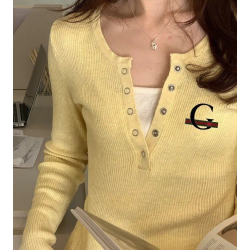 GUCCI 구찌 GG자수 안배색 V라운드 골지 니트 (G25-09) 3COLOR