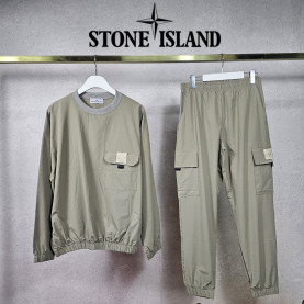 STONE ISLAND 스톤아일랜드 PK 맨투맨 & 카고 조거팬츠 세트 3COLOR