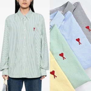 AMI 아미 스몰레드하트 스트라이프 셔츠